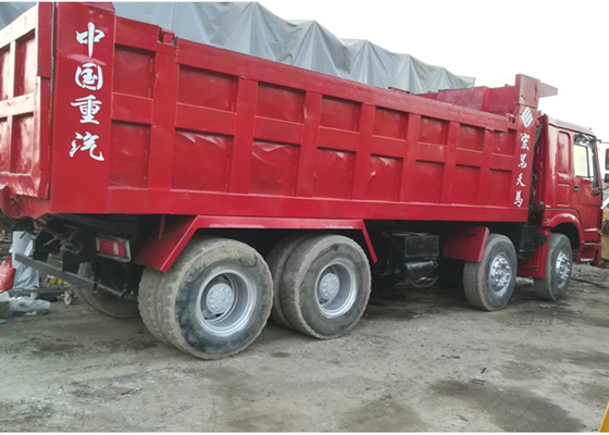 Red Color HOWO 375 Howo Dump Truck 12 Wheeler Used One Year Warranty